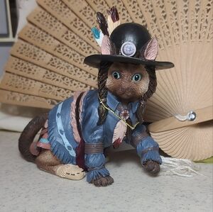 Hamilton Collection FEATHERS N FUR KITTEN Native American Cat Figurine